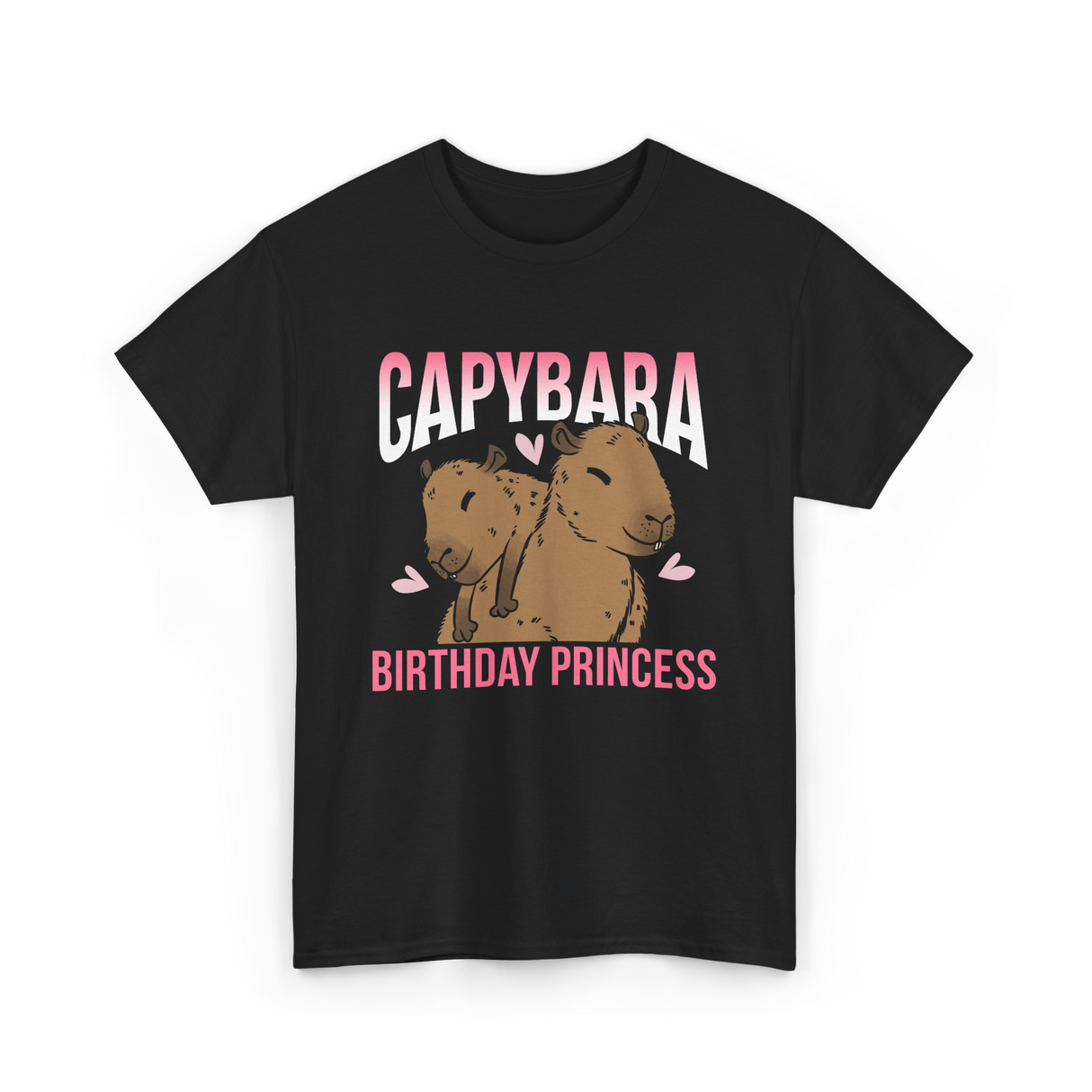 Capybara Birthday Princess Animal T-Shirt - Black