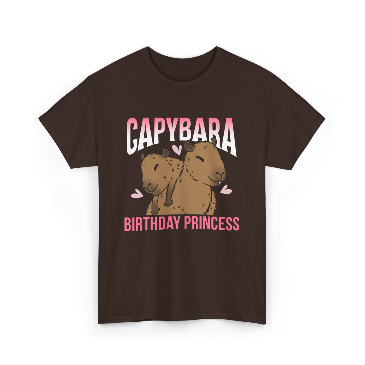 Capybara Birthday Princess Animal T-Shirt - Dark Chocolate