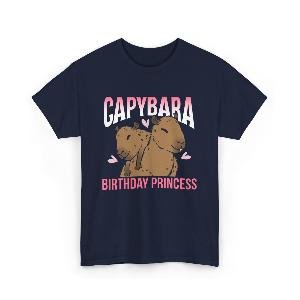 Capybara Birthday Princess Animal T-Shirt - Navy