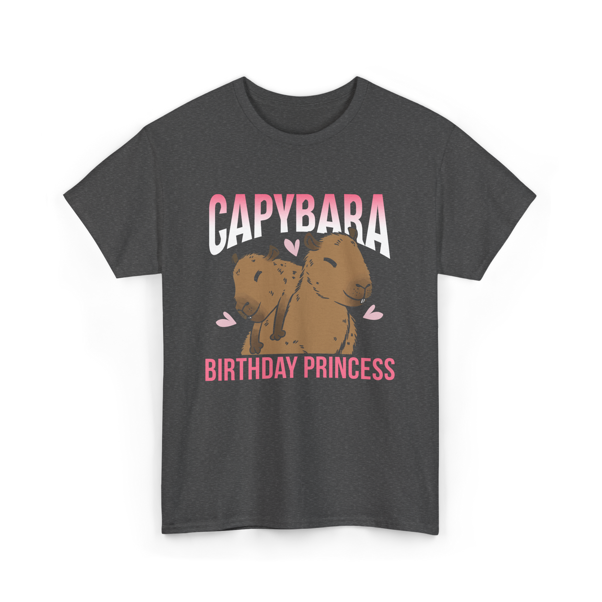 Capybara Birthday Princess Animal T-Shirt - Dark Heather