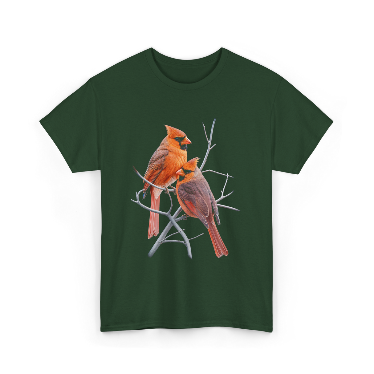 Cardinals Birds Wildlife Nature T-Shirt - Forest Green