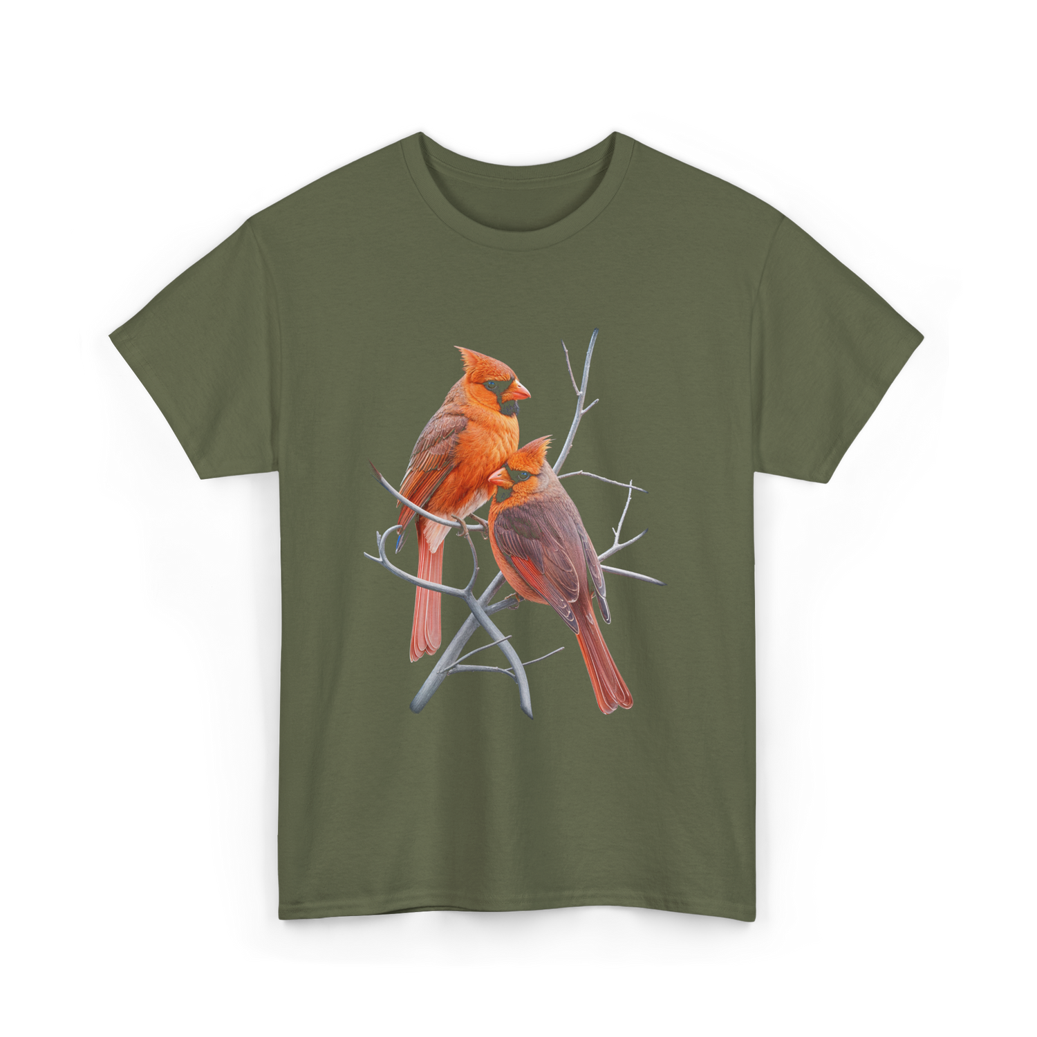 Cardinals Birds Wildlife Nature T-Shirt - Military Green