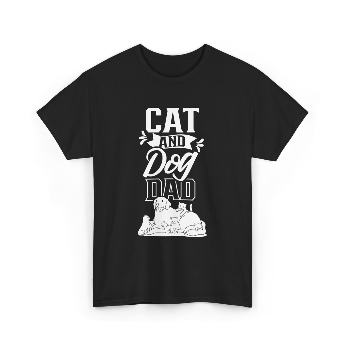 Cat And Dog Dad Pet Lover T-Shirt - Black