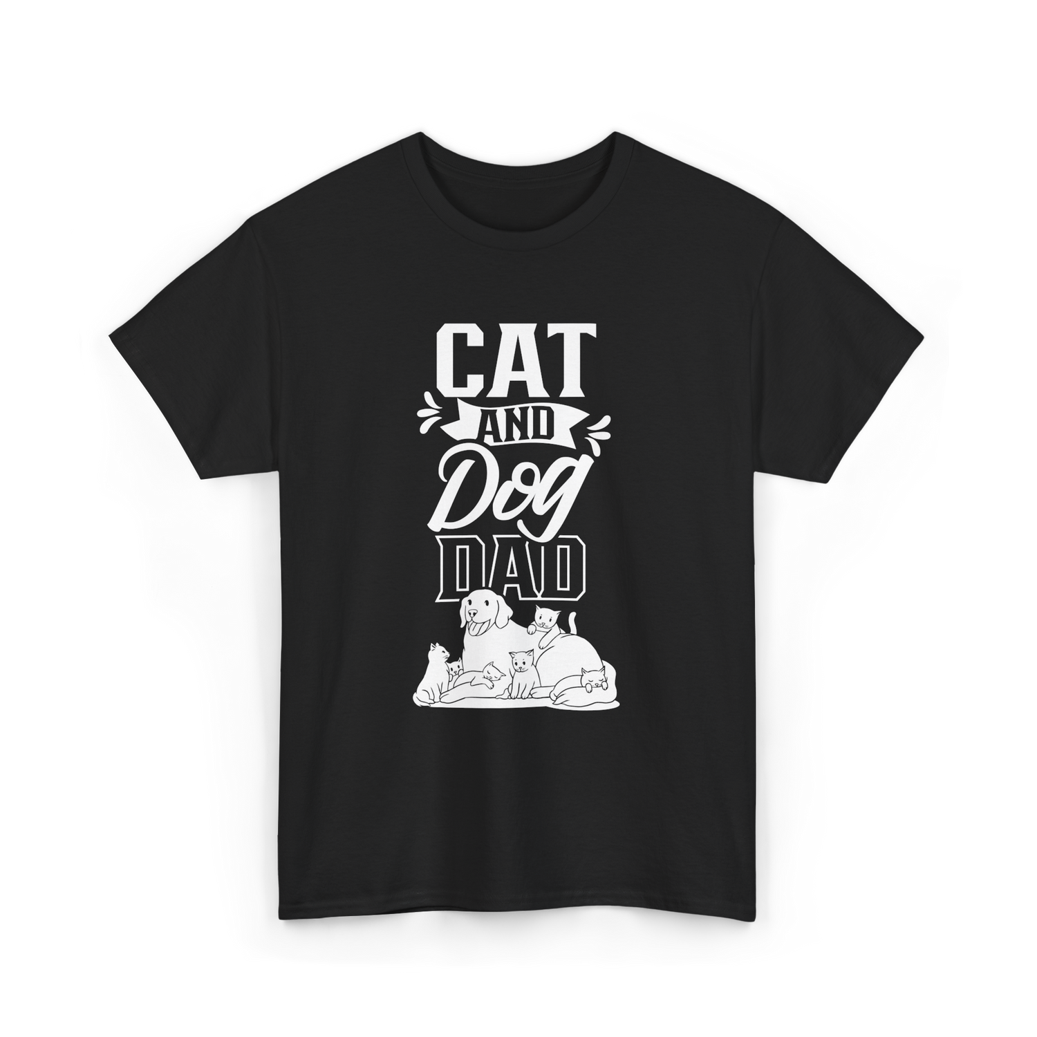 Cat And Dog Dad Pet Lover T-Shirt - Black