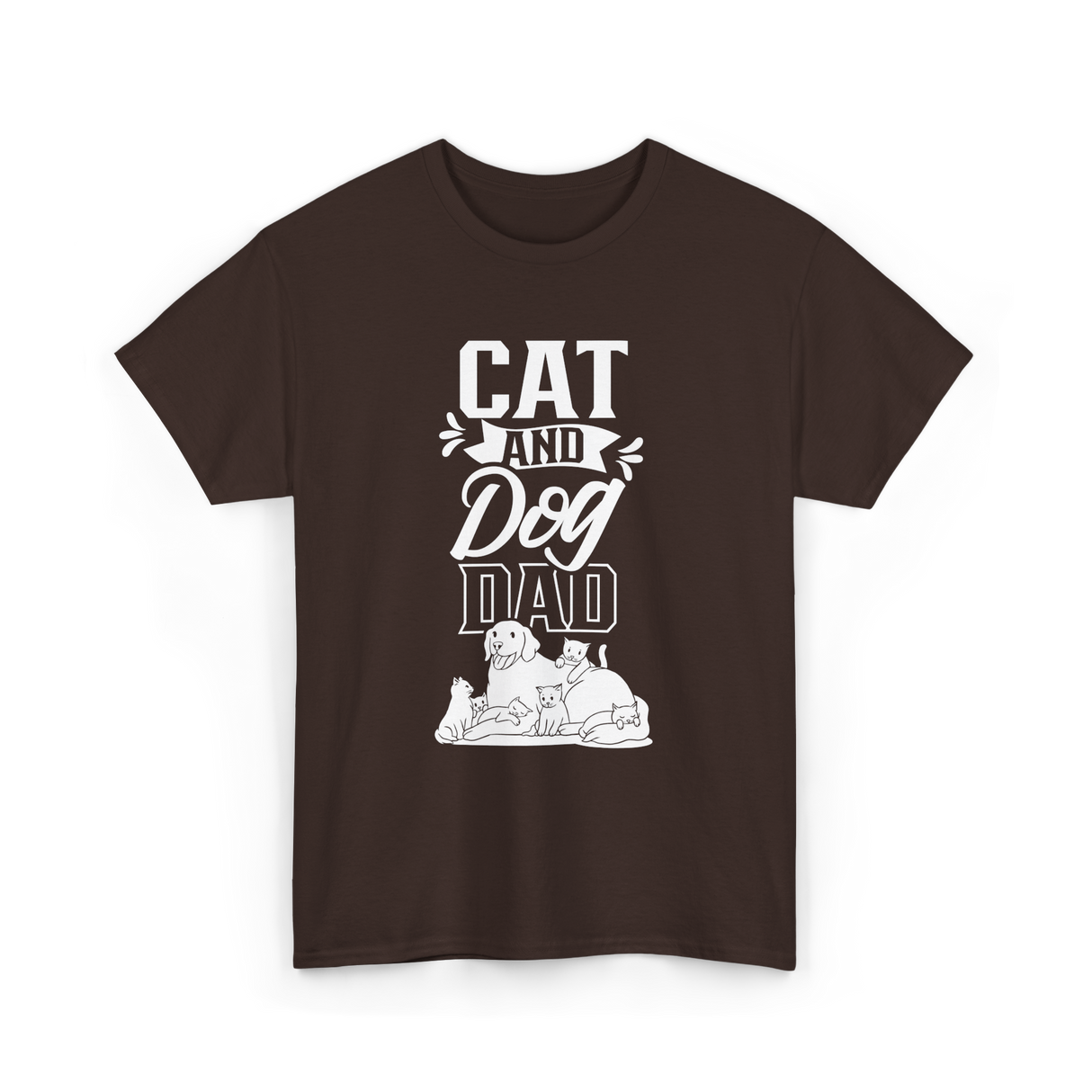 Cat And Dog Dad Pet Lover T-Shirt - Dark Chocolate