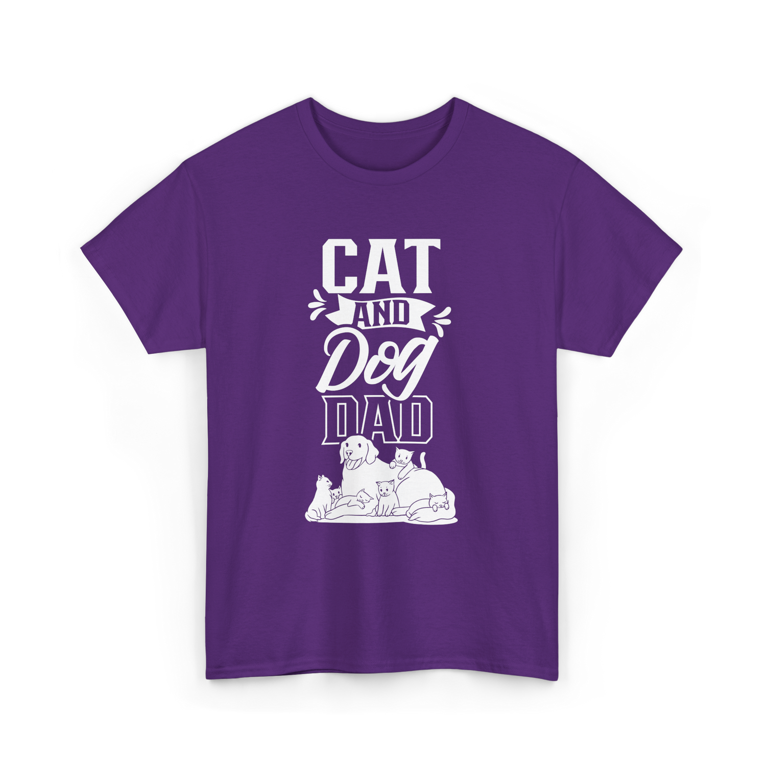 Cat And Dog Dad Pet Lover T-Shirt - Purple