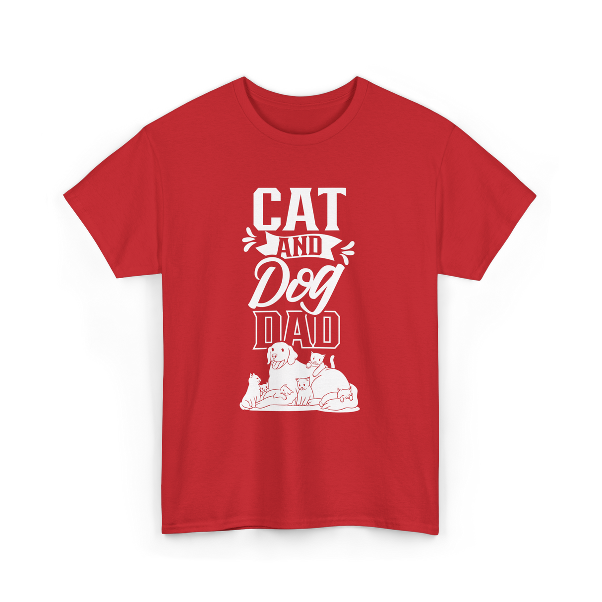 Cat And Dog Dad Pet Lover T-Shirt - Red