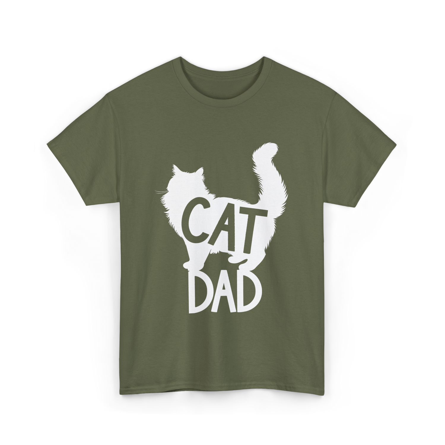 Cat Dad Kitty Father T-Shirt - Military Green