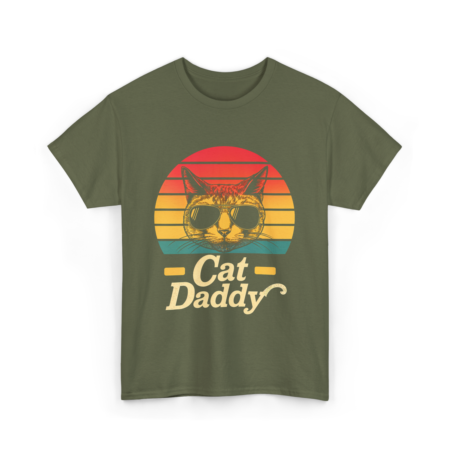 Cat Daddy Cat Lover T-Shirt - Military Green
