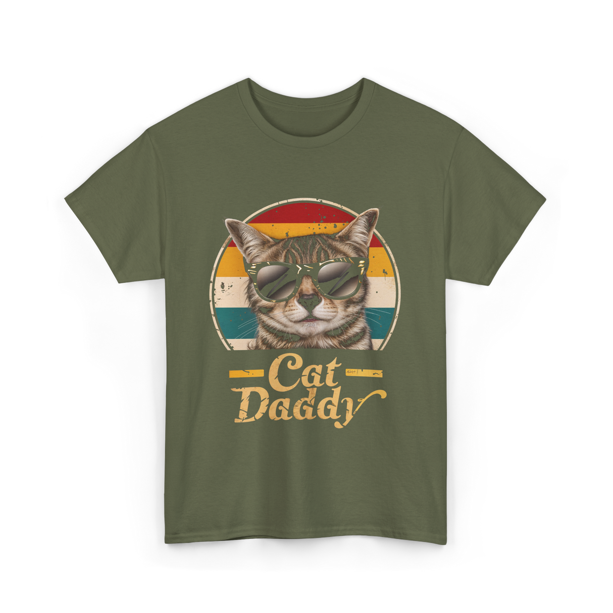 Cat Daddy Cat T-Shirt - Military Green