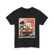 Cat Eating Ramen Kawaii Anime T-Shirt - Black