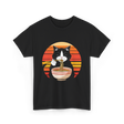 Cat Eating Ramen Noodles Cat Lover T-Shirt - Black