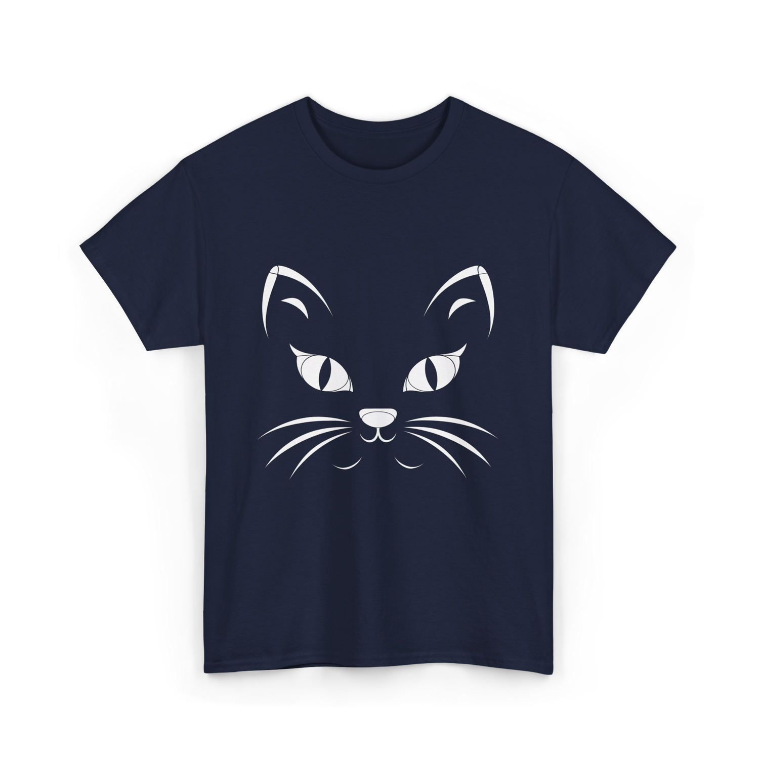 Cat Face Black Cat T-Shirt - Navy