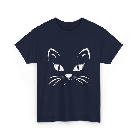 Cat Face Black Cat T-Shirt - Navy