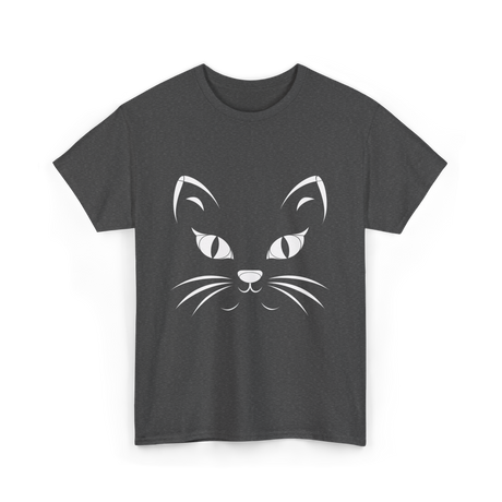Cat Face Black Cat T-Shirt - Dark Heather