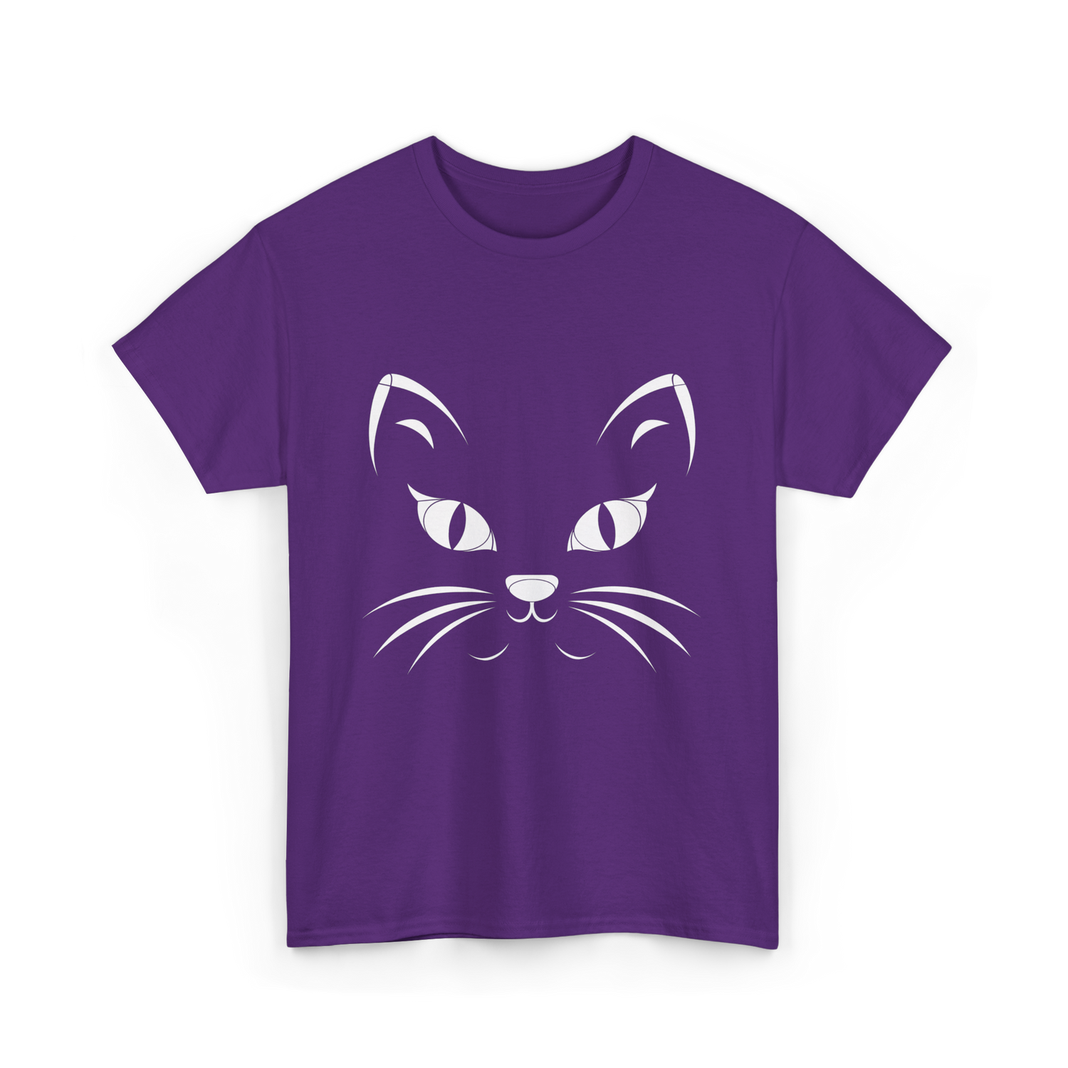 Cat Face Black Cat T-Shirt - Purple