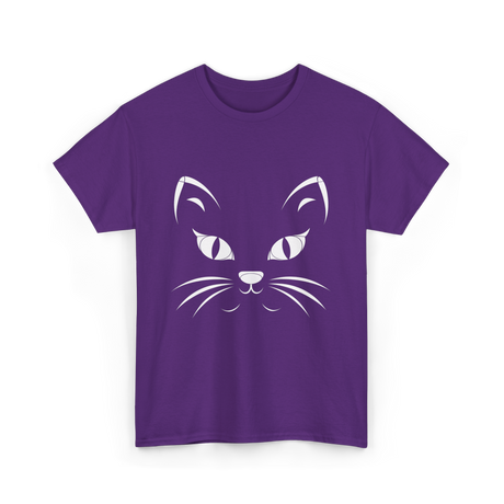 Cat Face Black Cat T-Shirt - Purple