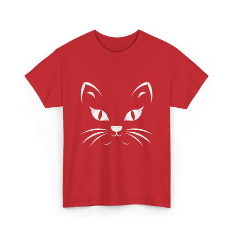 Cat Face Black Cat T-Shirt - Red