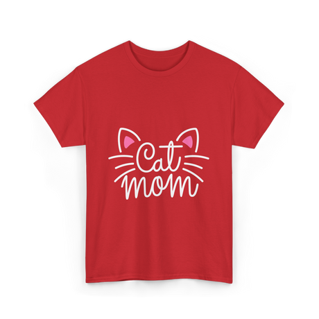 Cat Mom Cat Lover Family T-Shirt - Red