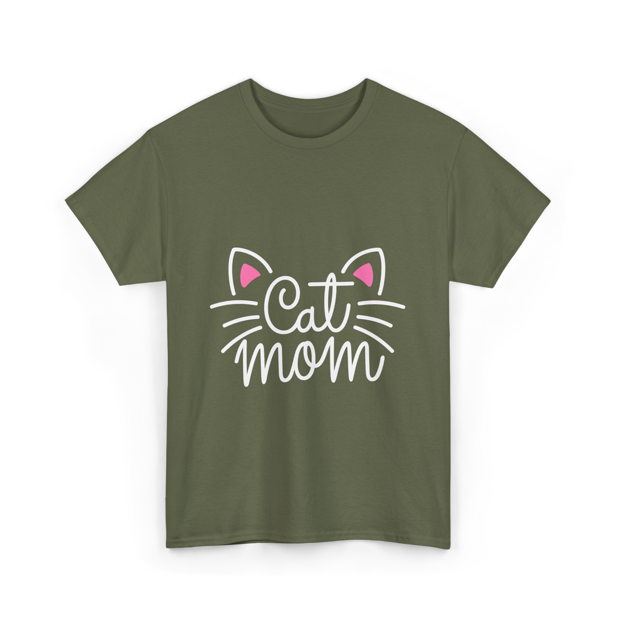 Cat Mom Cat Lover Family T-Shirt - Military Green