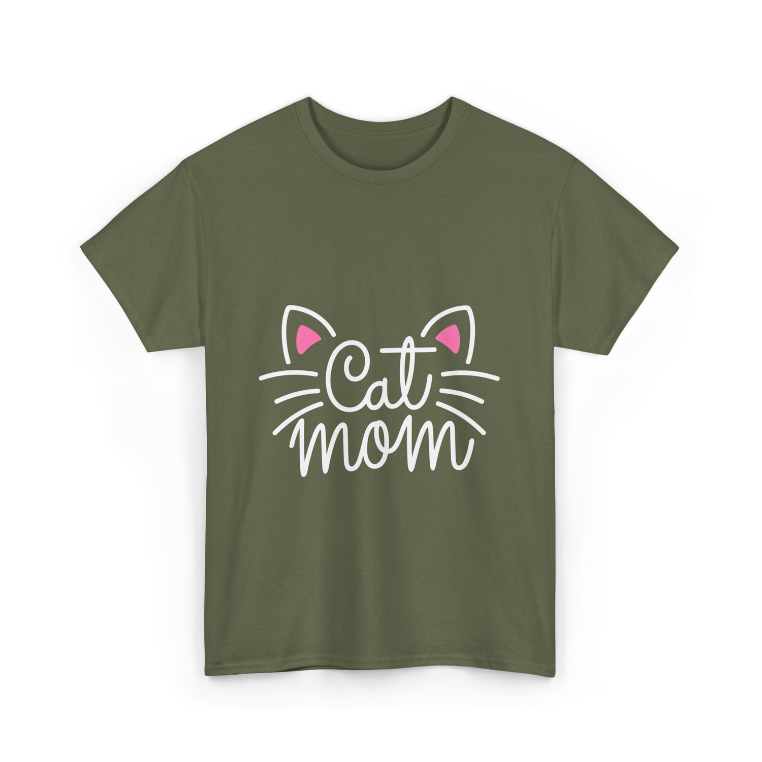 Cat Mom Cat Lover Family T-Shirt - Military Green
