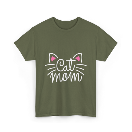 Cat Mom Cat Lover Family T-Shirt - Military Green