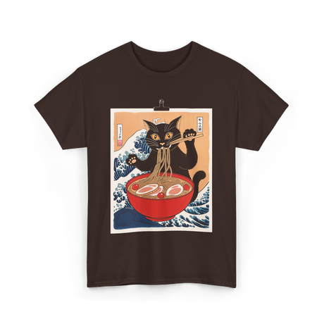 Cat Ramen Japanese Cat T-Shirt - Dark Chocolate