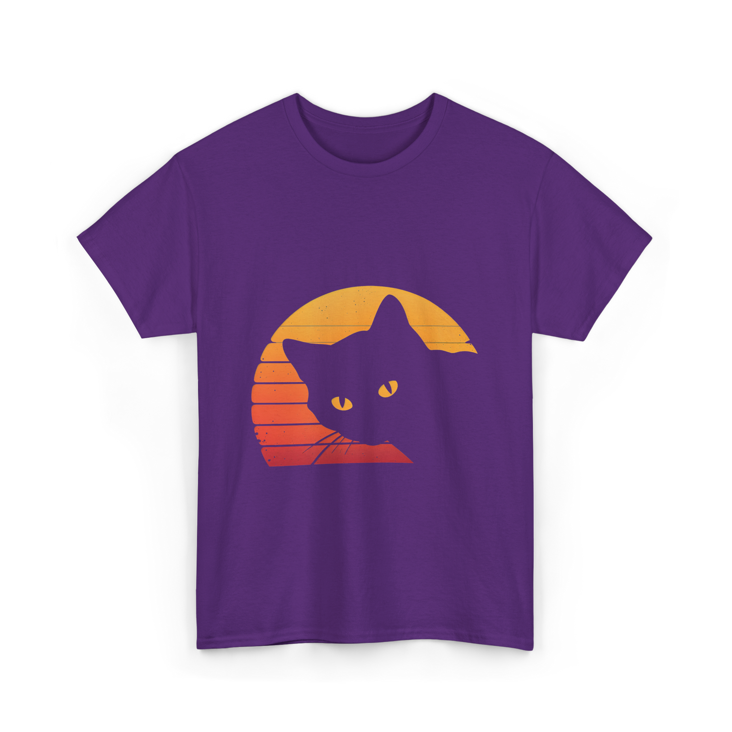 Cat Retro Style Cat T-Shirt - Purple