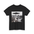 Cat Selfie Alien UFO Cat T-Shirt - Black