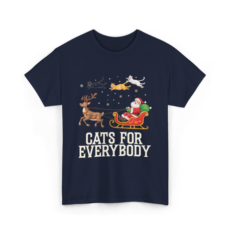 Cats For Everybody Christmas Cat T-Shirt - Navy