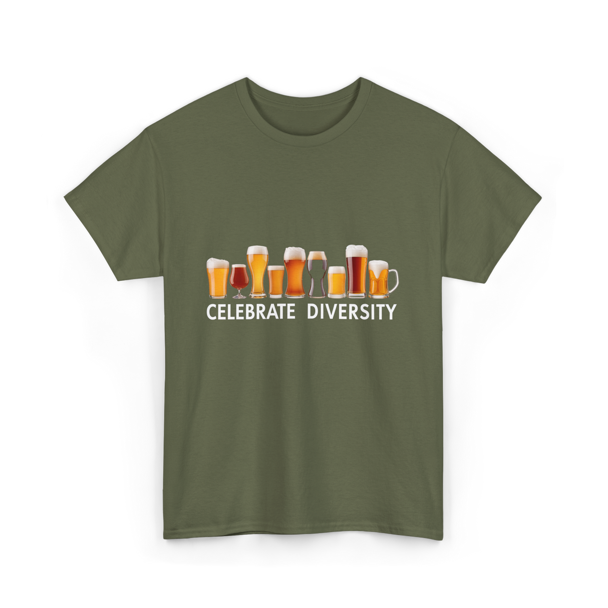 Celebrate Diversity Craft Beer T-Shirt - Military Green