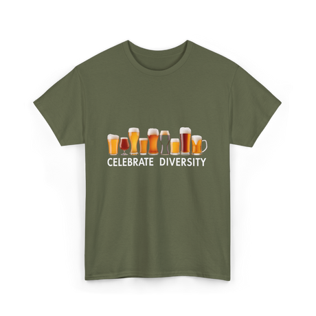 Celebrate Diversity Craft Beer T-Shirt - Military Green