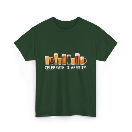 Celebrate Diversity Craft Beer T-Shirt - Forest Green