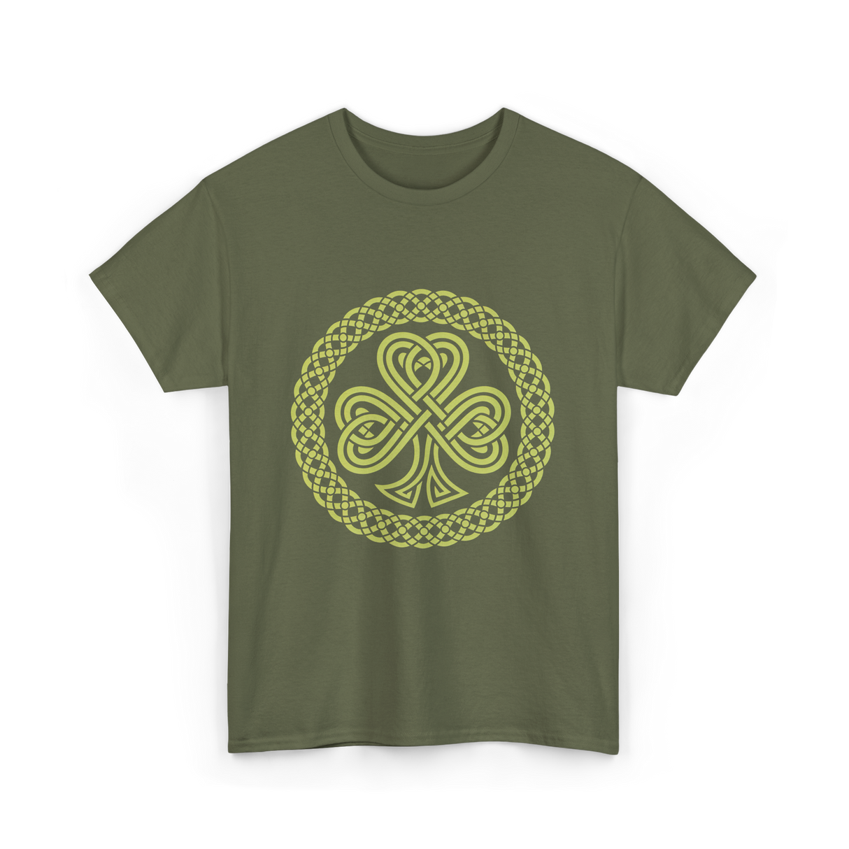 Celtic Knot Four Leaf Clover T-Shirt - Military Green