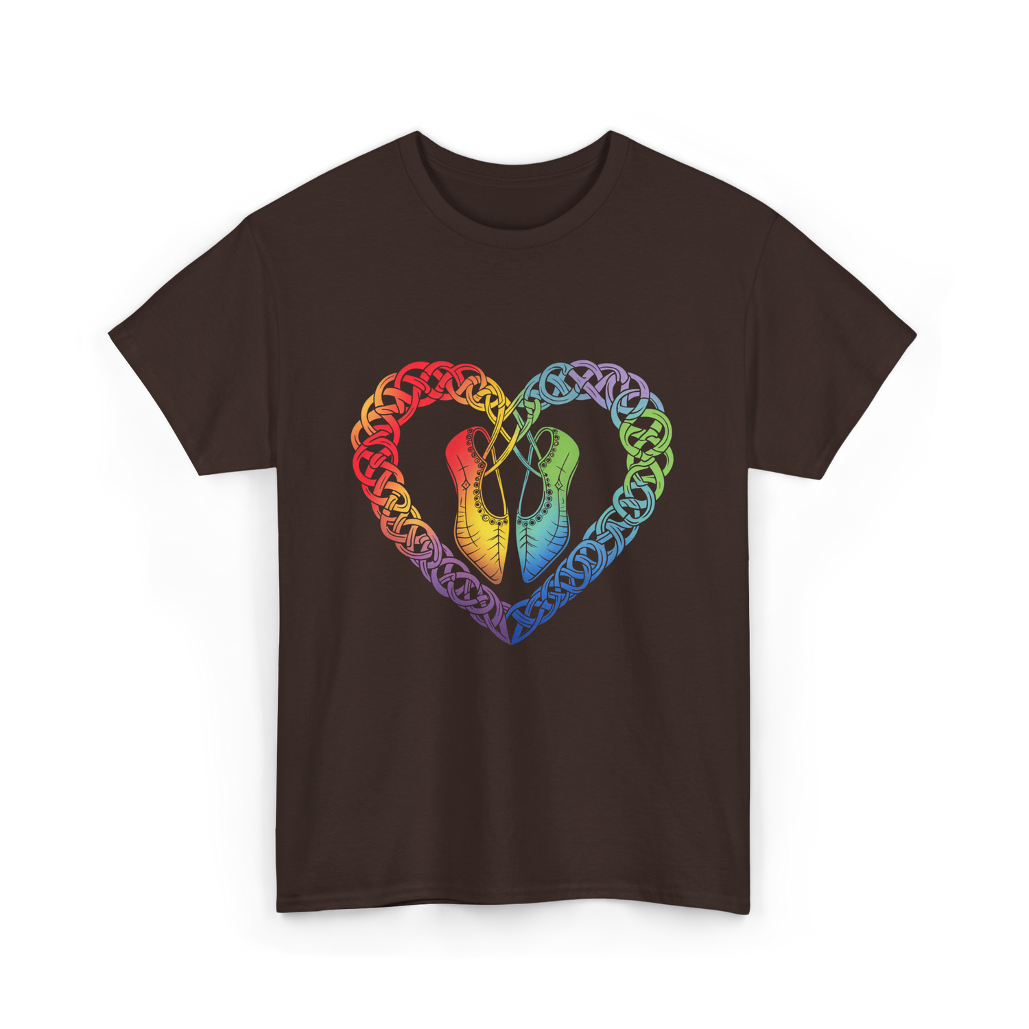 Celtic Knot Heart Dance Shoes T-Shirt - Dark Chocolate