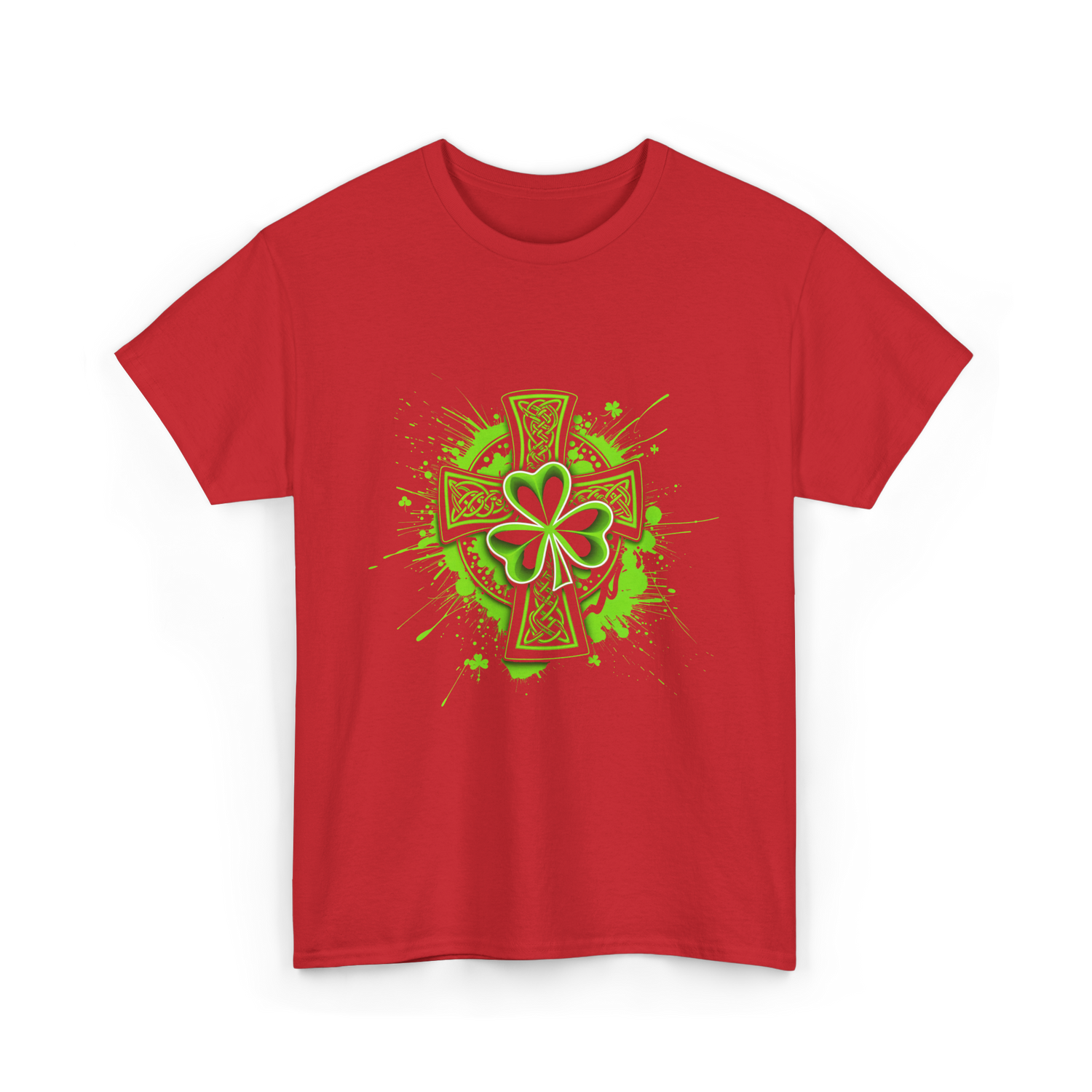 Celtic Knot Shamrock Clover St Patrick T-Shirt - Red