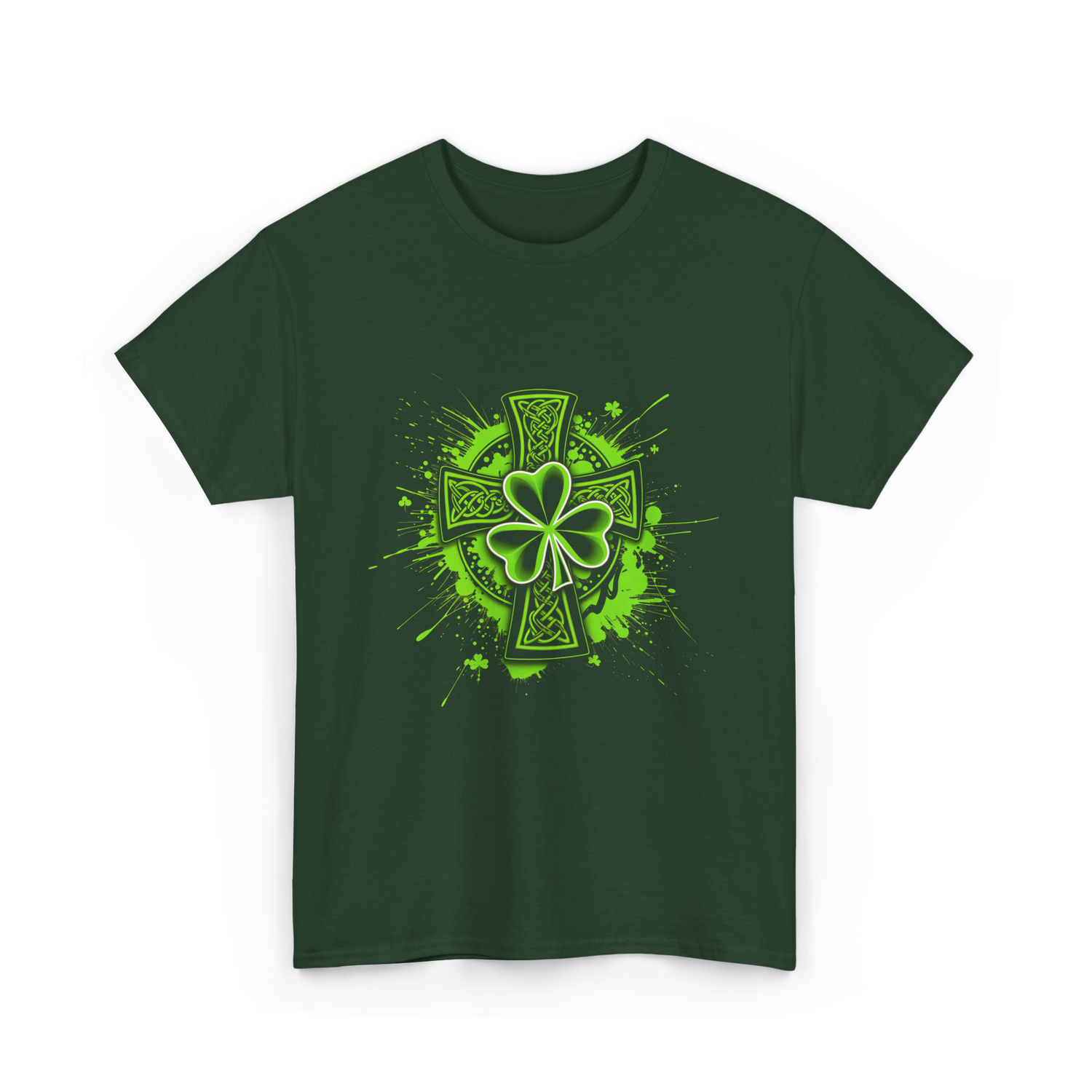 Celtic Knot Shamrock Clover St Patrick T-Shirt - Forest Green