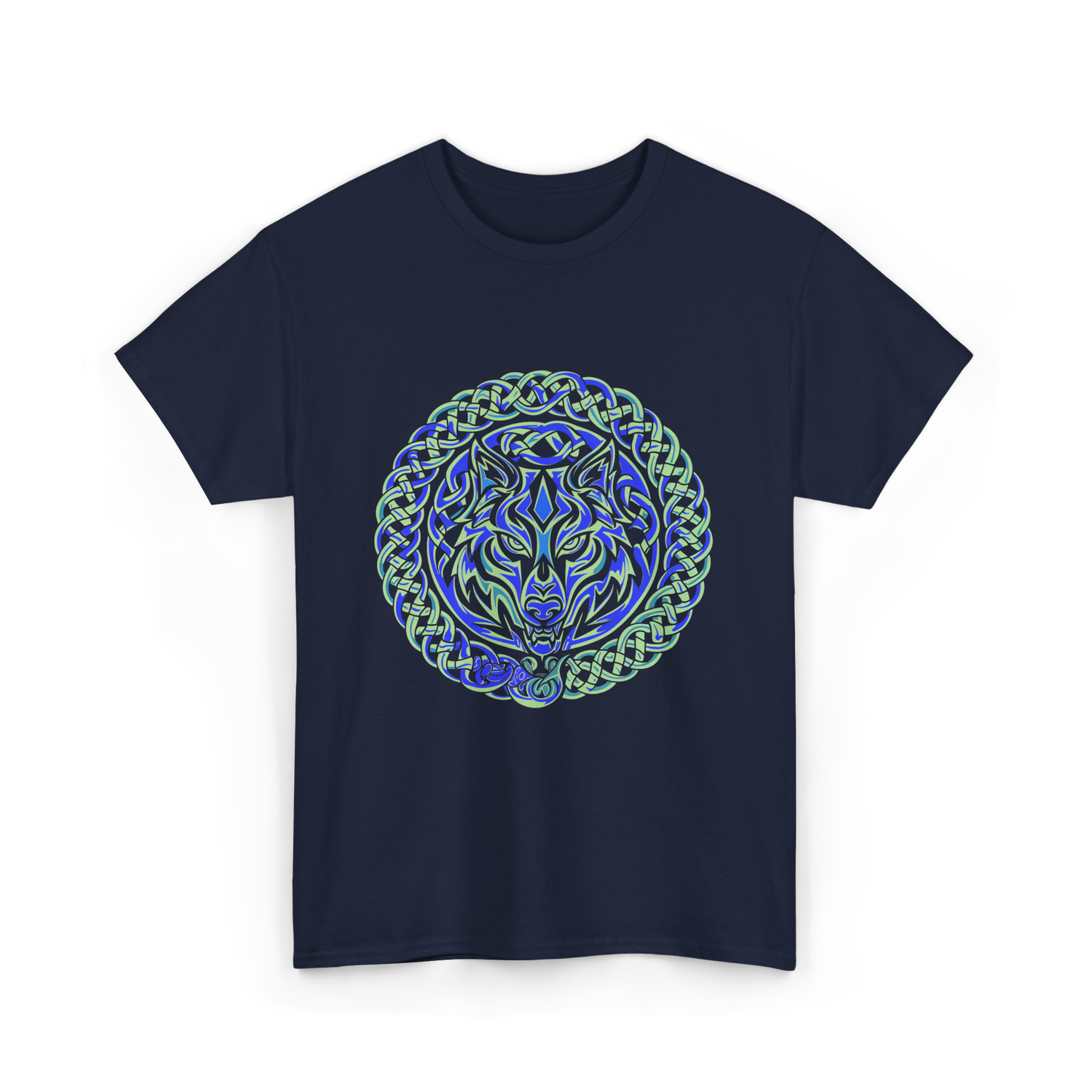 Celtic Wolf Knotwork Design Celtic T-Shirt - Navy