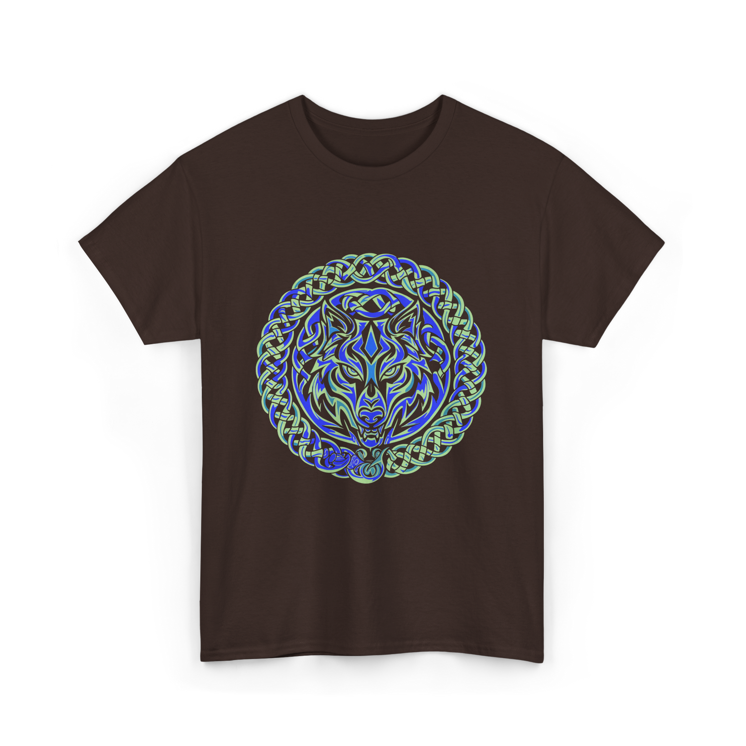 Celtic Wolf Knotwork Design Celtic T-Shirt - Dark Chocolate