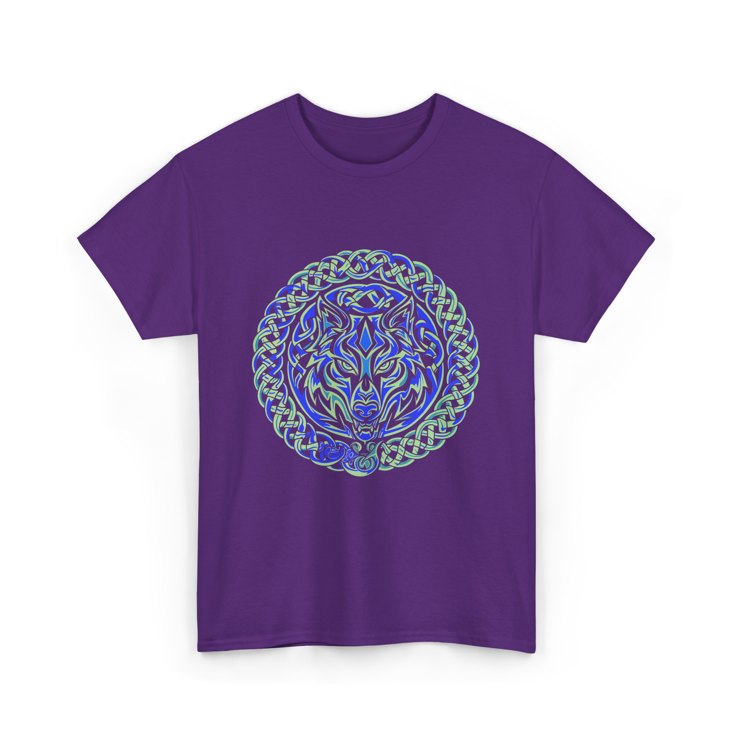 Celtic Wolf Knotwork Design Celtic T-Shirt - Purple