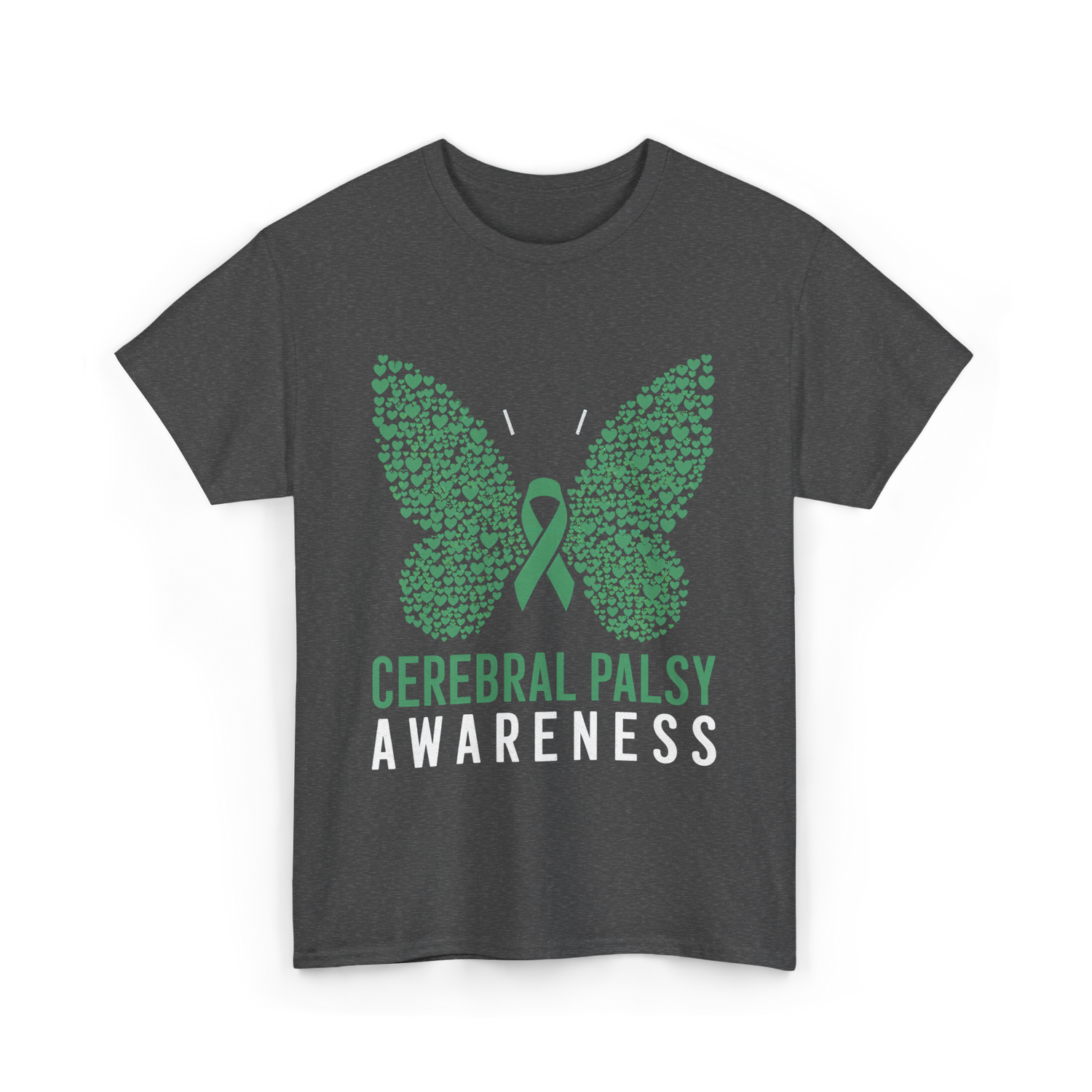 Cerebral Palsy Awareness Butterfly Support T-Shirt - Dark Heather