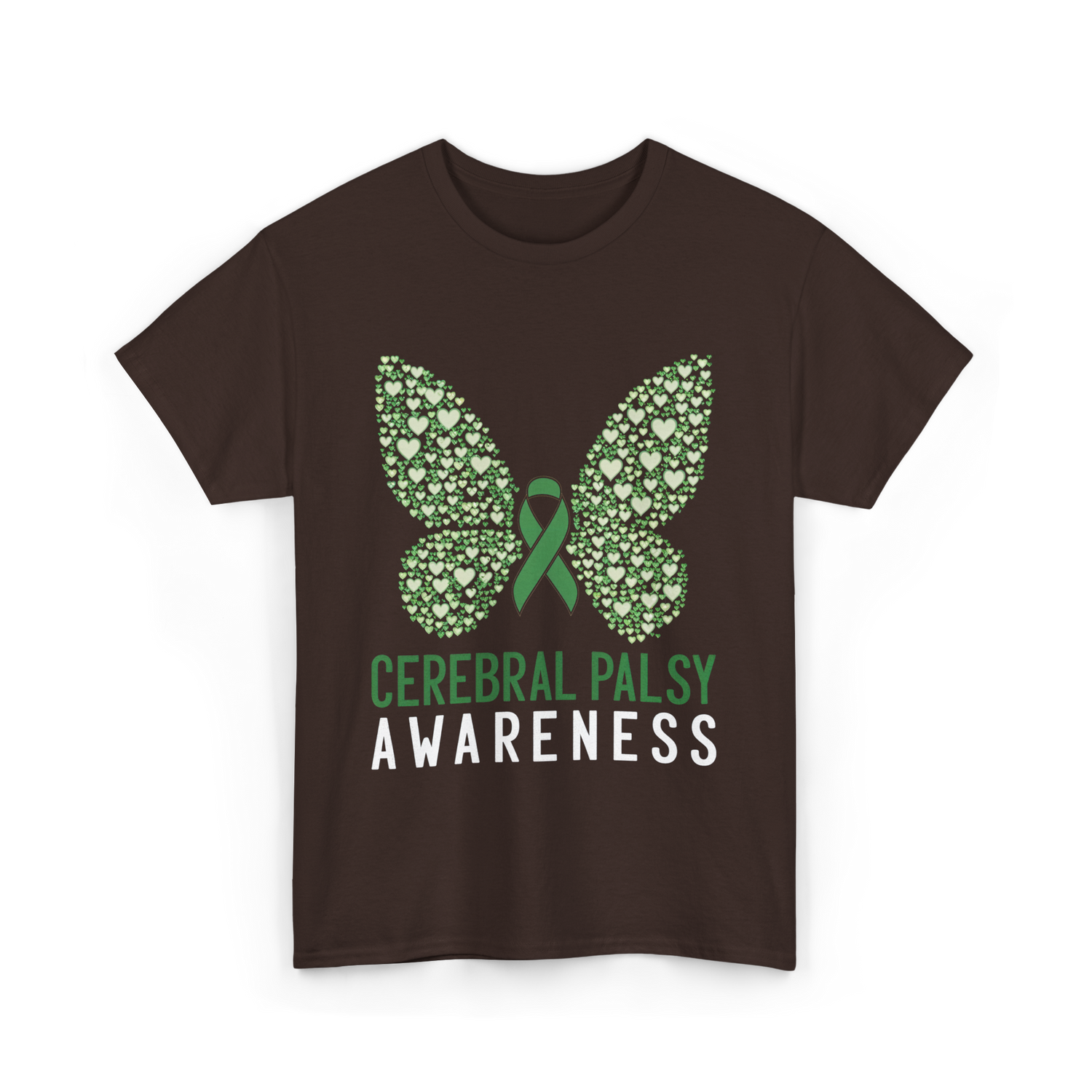 Cerebral Palsy Awareness Butterfly T-Shirt - Dark Chocolate