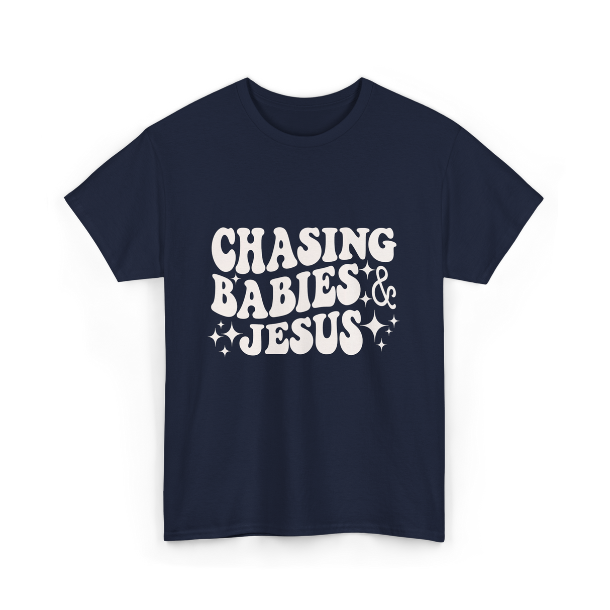Chasing Babies And Jesus Christian T-Shirt - Navy