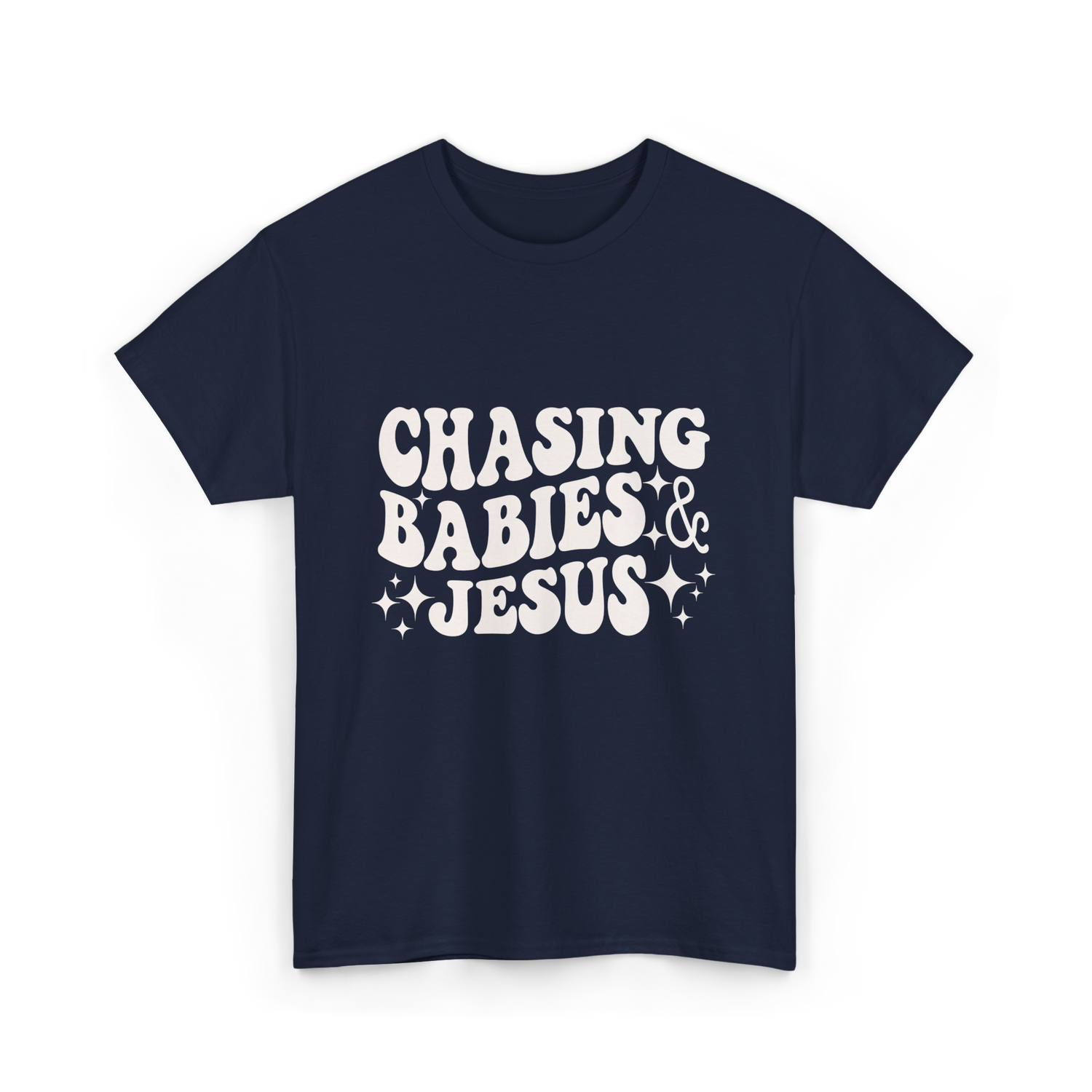 Chasing Babies And Jesus Christian T-Shirt - Navy