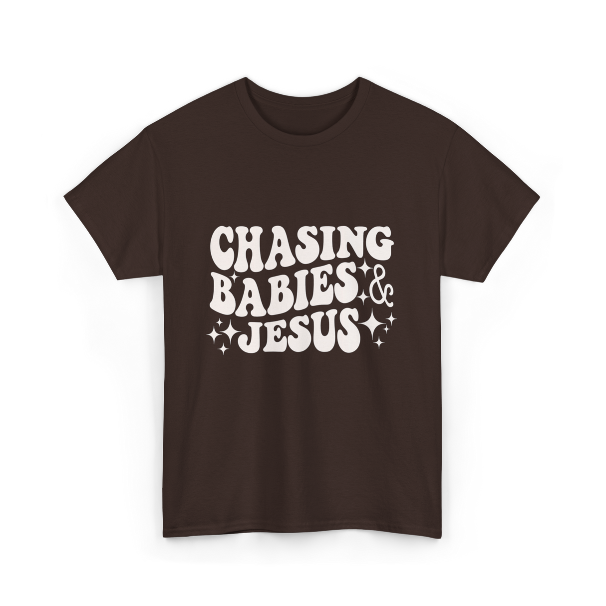 Chasing Babies And Jesus Christian T-Shirt - Dark Chocolate