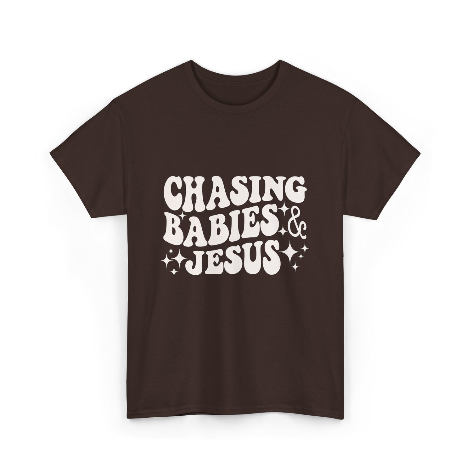 Chasing Babies And Jesus Christian T-Shirt - Dark Chocolate