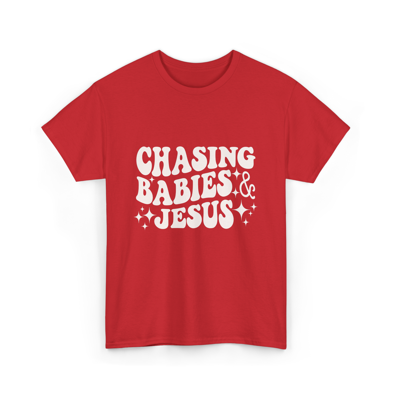 Chasing Babies And Jesus Christian T-Shirt - Red