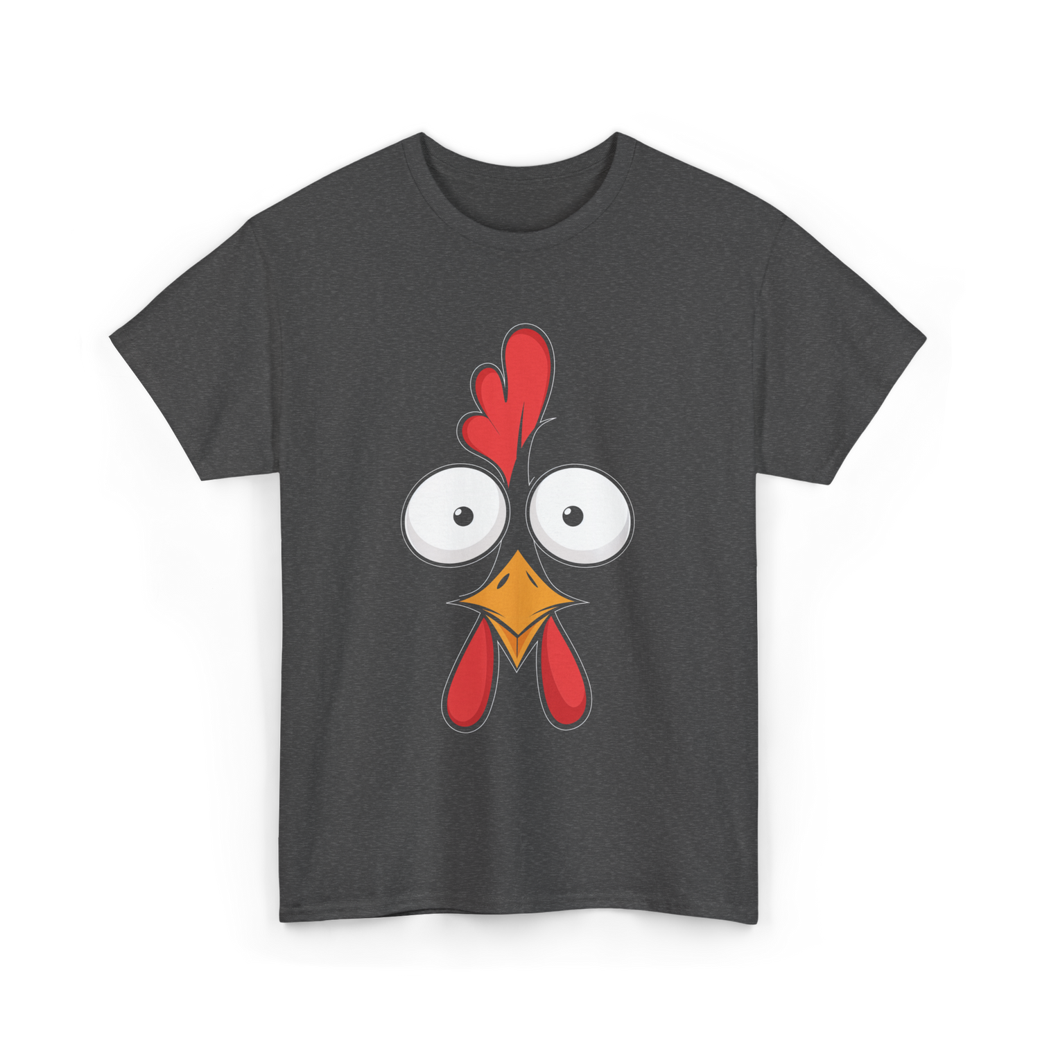 Chicken Face Rooster Poultry T-Shirt - Dark Heather