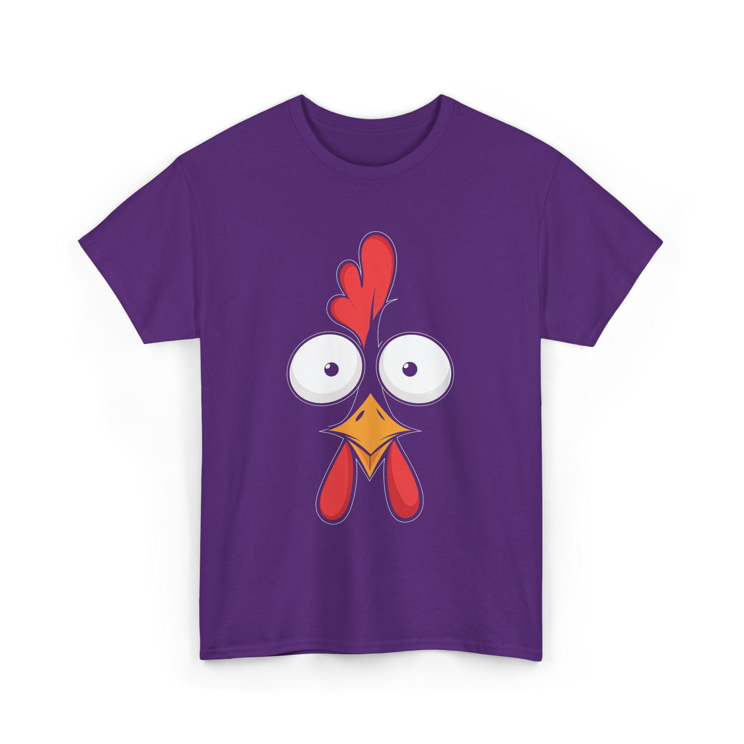 Chicken Face Rooster Poultry T-Shirt - Purple