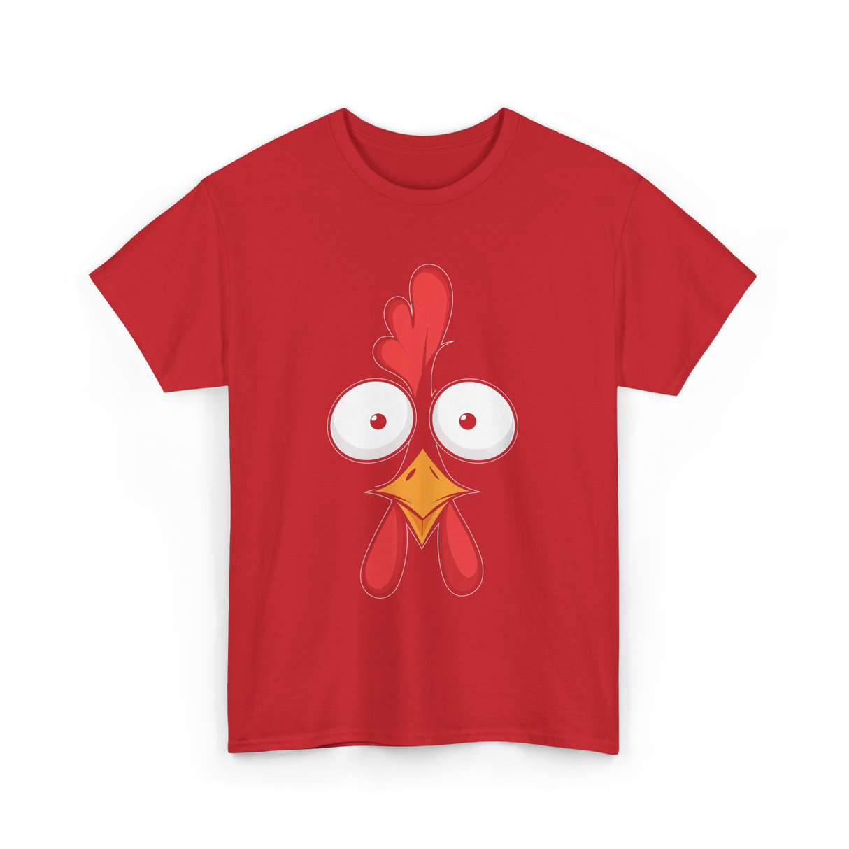 Chicken Face Rooster Poultry T-Shirt - Red